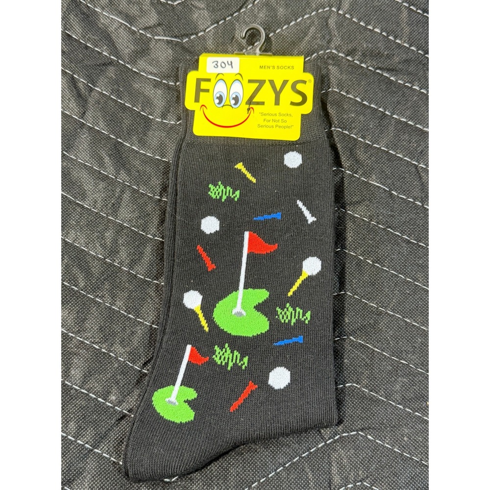 Foozys‎ Golf Socks Mens Size 10-13 Charcoal New Novelty Crew Sport Tees Balls